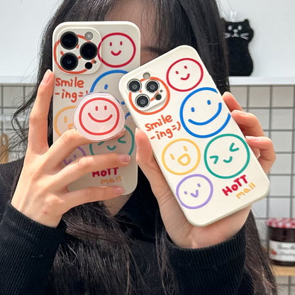 Beige Smiling Mobile Phone Case Smart Tok Set