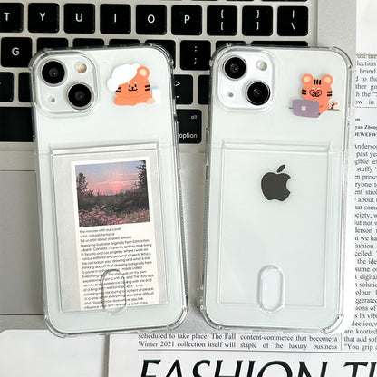 Card storage 3 types Mobile Couple Phone Case Transparent